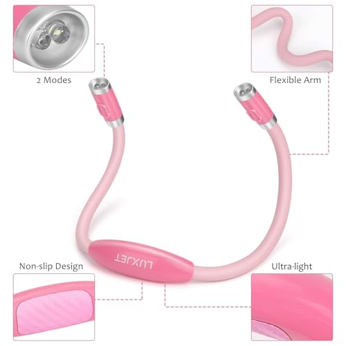 Sujurio Lampe De Lecture USB Rechargeable Pour Le Cou - 2 Niveaux De Luminosité, Bras Pliables Flexibles - Idéale Pour Lire, Réparer Ou Travailler